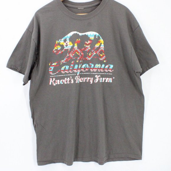 Vintage Knott's Berry Farm Shirt Mens Brown California Bear Graphic Logo Size XL - Picture 1 of 9